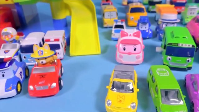 Pororo car Parking tower and Robocar Poli Tayo bus toys