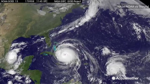 Satellite image shows Hurricanes Irma, Jose and Katia in the Atlantic Basin