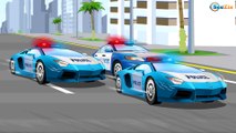 Learn vehicles Video for children Cars cartoon - Police Car racing with Truck