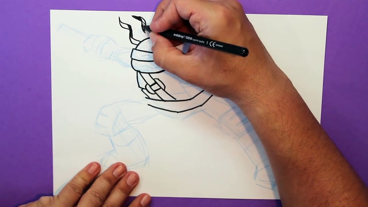 Cómo dibujar Tortugas Ninja -How to draw teenage mutant ninja turtles (Donatello, Action pose)