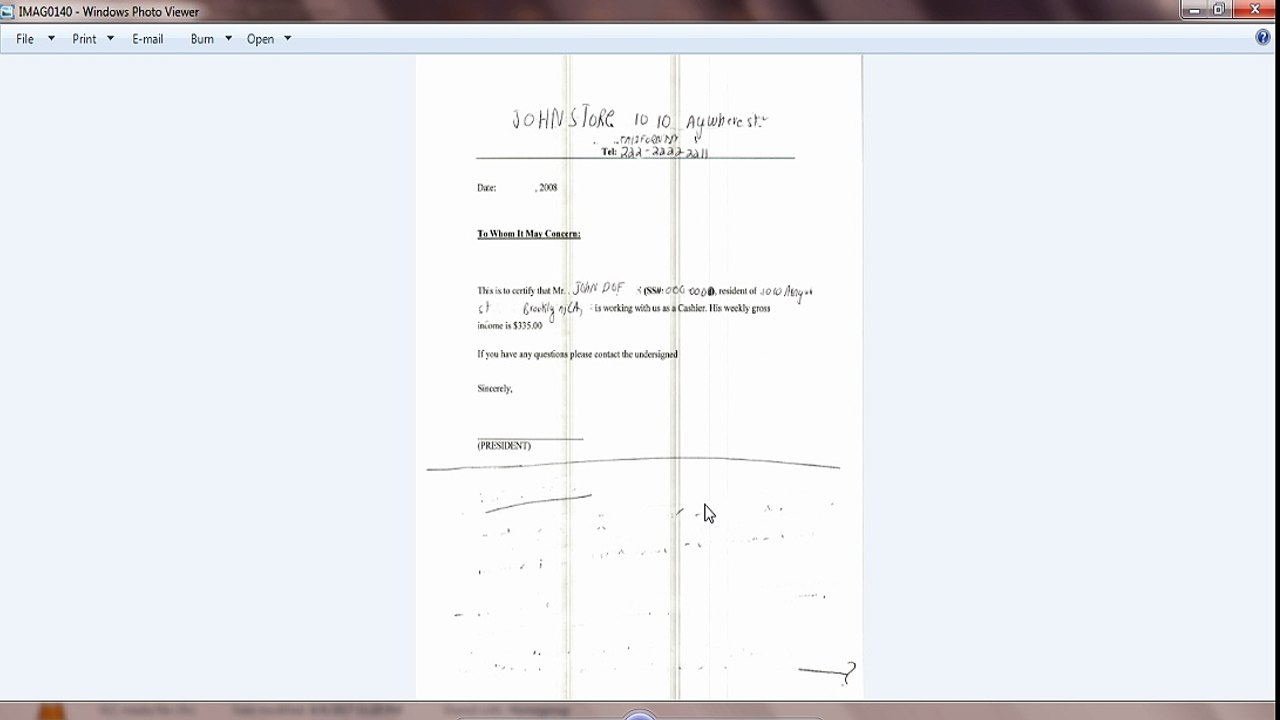 Proof of job letter