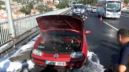 15 Temmuz Şehitler Köprüsü'nde Yanan Araç, Trafiği Olumsuz Etkiledi