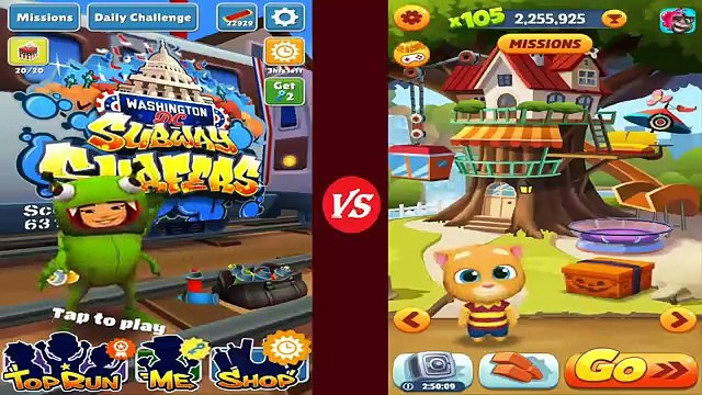 Talking Tom Gold Run TALKING GINGER vs SUBWAY SURFERS Yutani