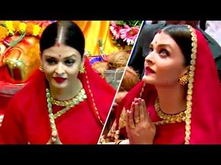 Aishwarya Rai Looks Regal In A Red Saree At Lalbaugcha Raja
