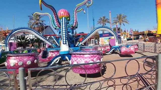 Lunaparkta korku tüneli ve ahtapot hızlı atraksiyonlar, eğlenceli çocuk videosu