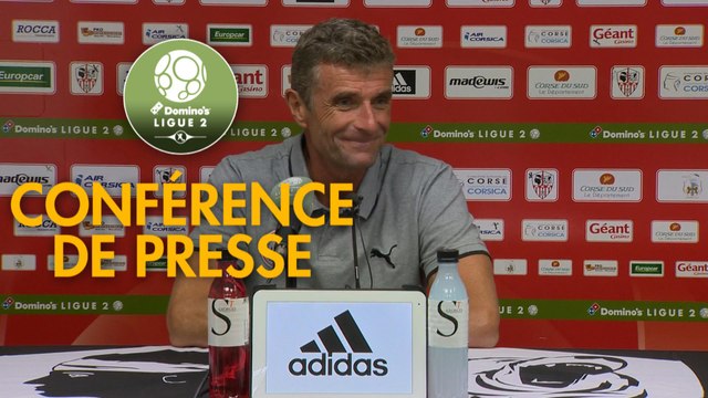 Conférence de presse AC Ajaccio - Nîmes Olympique (1-4) : Olivier PANTALONI (ACA) - Bernard BLAQUART (NIMES) - 2017/2018