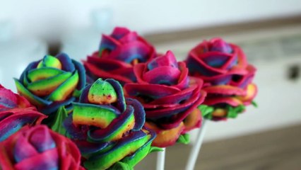 Rainbow Rose Cake Pops with Buttercream | CarlyToffle