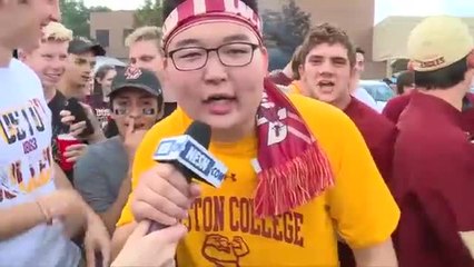 Crazy BC Fan Yells And Screams For Home Opener
