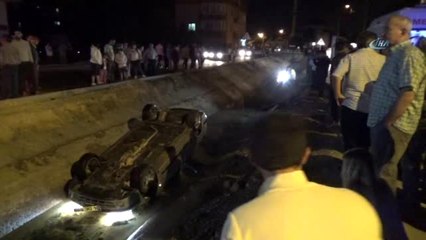 Araç Su Kanalına Uçtu: 2 Yaralı