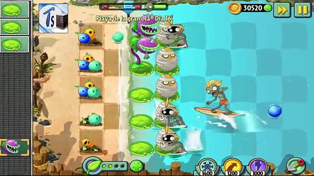 2. Пляж большой день де де по из также диаметр Бабушка Ла Ля в в растения против Волна зомби пляж волны 16 16