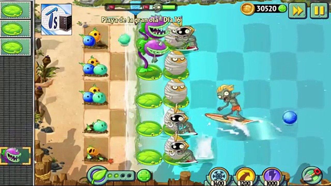 2. Пляж большой день де де по из также диаметр Бабушка Ла Ля в в растения против Волна зомби пляж волны 16 16