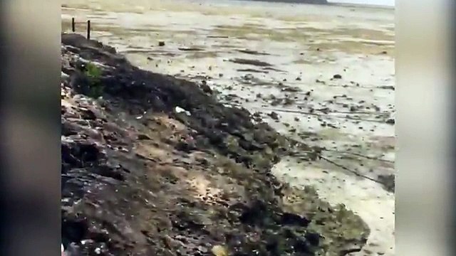 Rare phenomenon sucks water from Bahamas beach