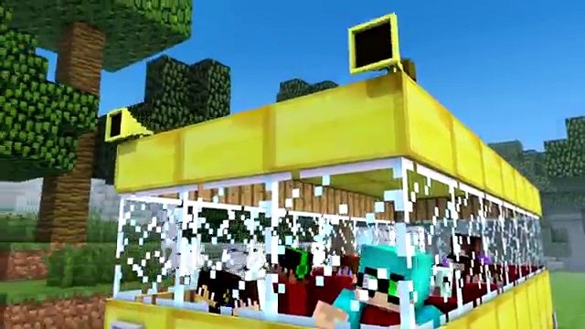 Et autobus rampant aller enfants garderie sur rimes rond chansons le le le le la roues Minecraft steve