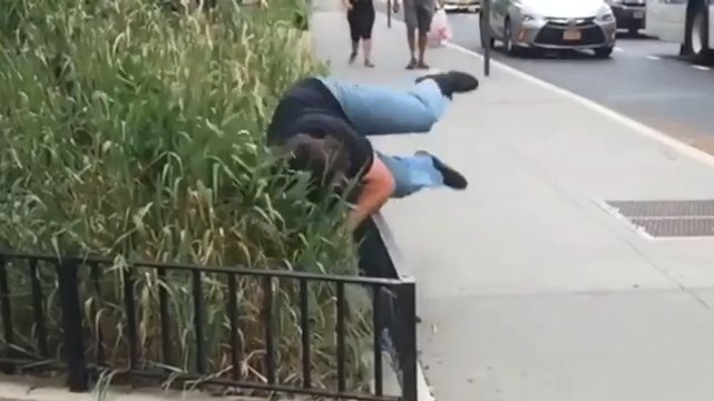 Skateboarder Goes Head-First into Bars