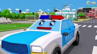 Red Race Car And Police Monster Trucks For Kids Children Video Cars Team Cartoon