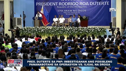 Pangulong Duterte sa PNP: Imbestigahan ang posibleng pananabotahe sa operasyon vs. iligal na droga