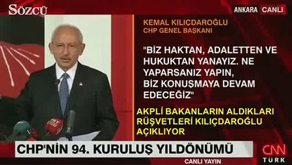 AKPLİ BAKANLARIN ALDIKLARI RÜŞVETİ KILIÇDAROĞLU AÇIKLIYOR
