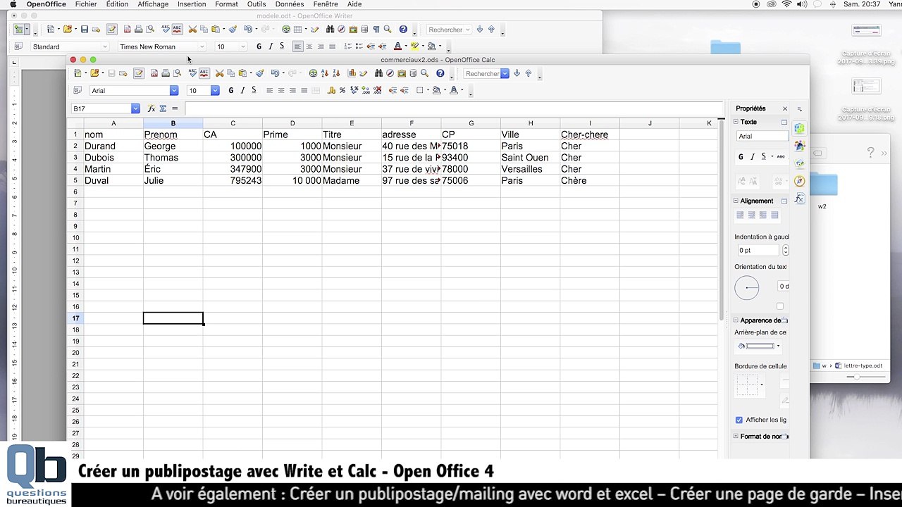Créer un publipostage avec Open office
