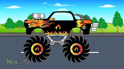 Police Monster Truck Vs Black Truck - Trucks For Children - Kids Cartoon