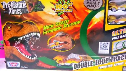 T-Rex Dinosaur Take Down Hot Wheels Cars Track Playset + Jurassic World Matchbox Toy Unbox