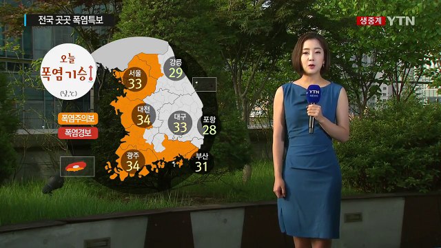 [날씨] 오늘도 전국 찜통더위...곳곳 오후 소나기 / YTN