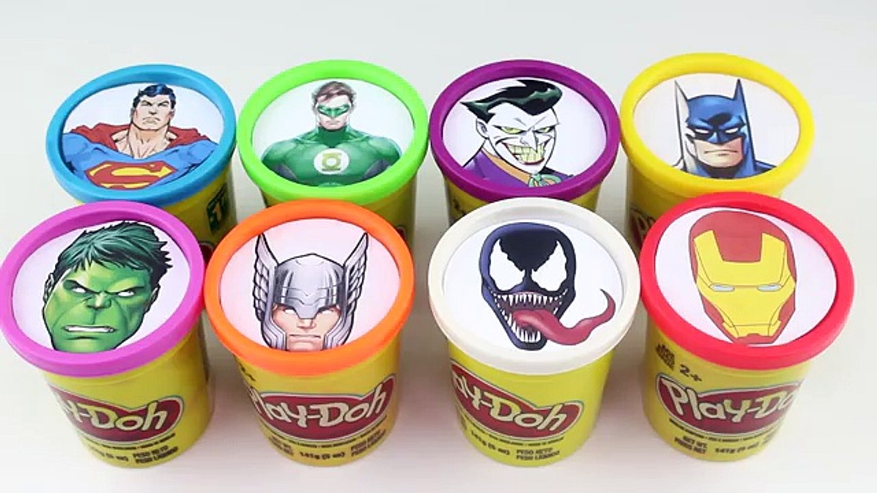 Superhero SLIME Game Learn Colors with Marvel and Justice League Superheroes PlayDoh Surpr