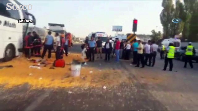 Ankara’da yolcu otobüsü tıra çarptı