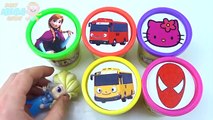 Cups Stacking Toys Play Doh Elsa Frozen Spiderman Hello Kitty Little Bus Tayo Learn Colors