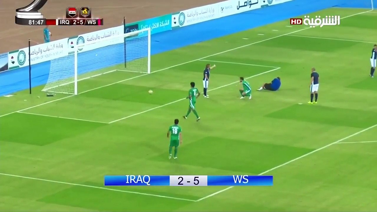 لحظة إصابة الحارس عماد هاشم بكسر في القدم اليمنى  | مباراة أساطير العراق وأساطير العالم