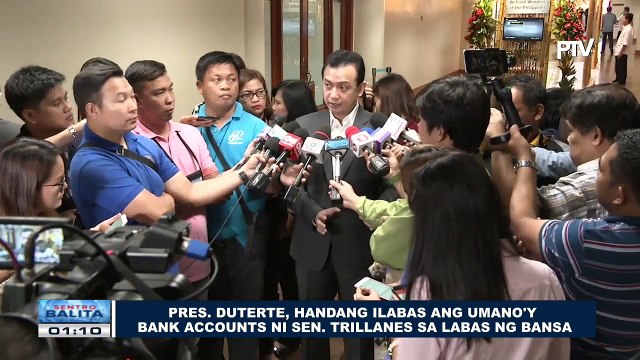 Pres. Duterte, handang ilabas ang umano'y bank accounts ni Sen. Trillanes sa labas ng bansa
