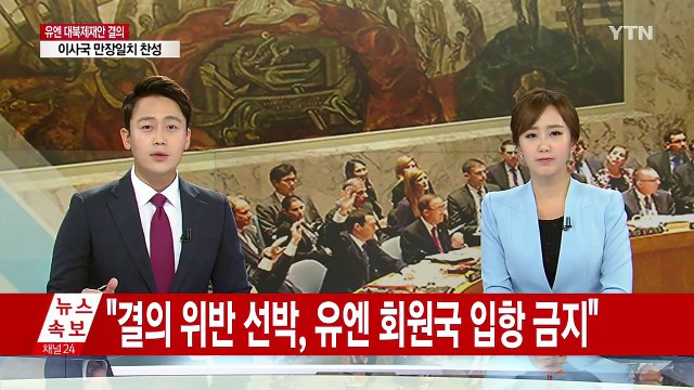 새 안보리 대북 제재안 만장일치 통과... 北 수출 3분의1 봉쇄 / YTN