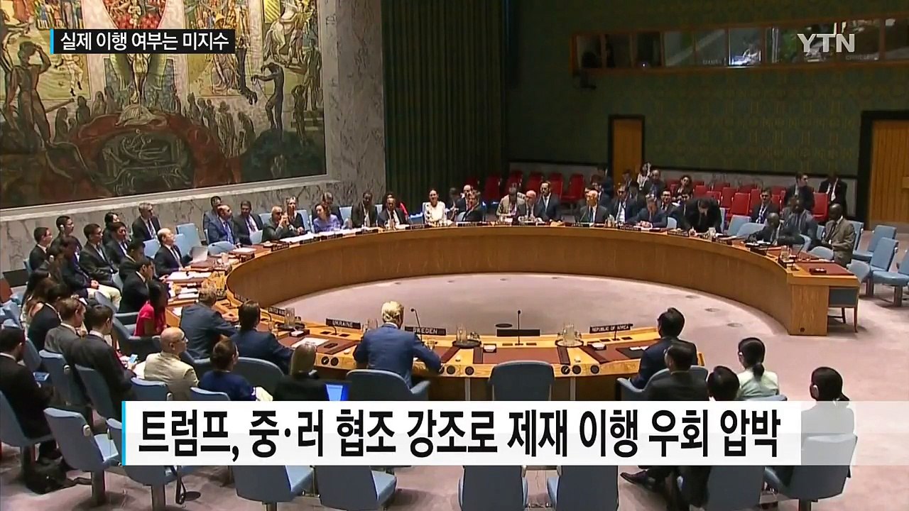 트럼프 "안보리 제재 결의 중·러에 감사"...중·러는 대화 방점 / YTN
