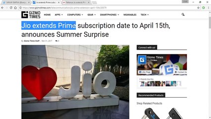 Download Video: JIO PRIME SUMMER SURPRISE OFFER Launched | Free Unlimited 4G Data for 3 Months Till JULY 2