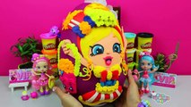 GIANT POPETTE Surprise Egg Play Doh Opening - Shopkins Shoppies MLP New Dolls and Toys
