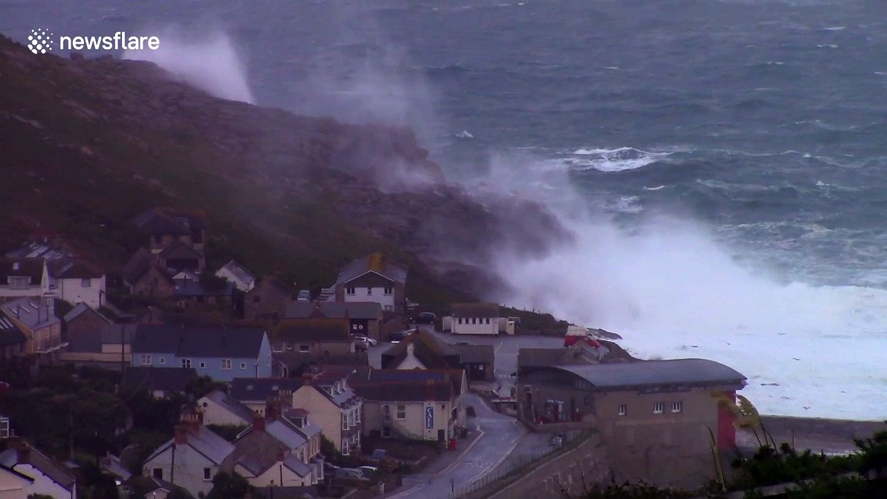 Huge waves pound UK's Cornwal