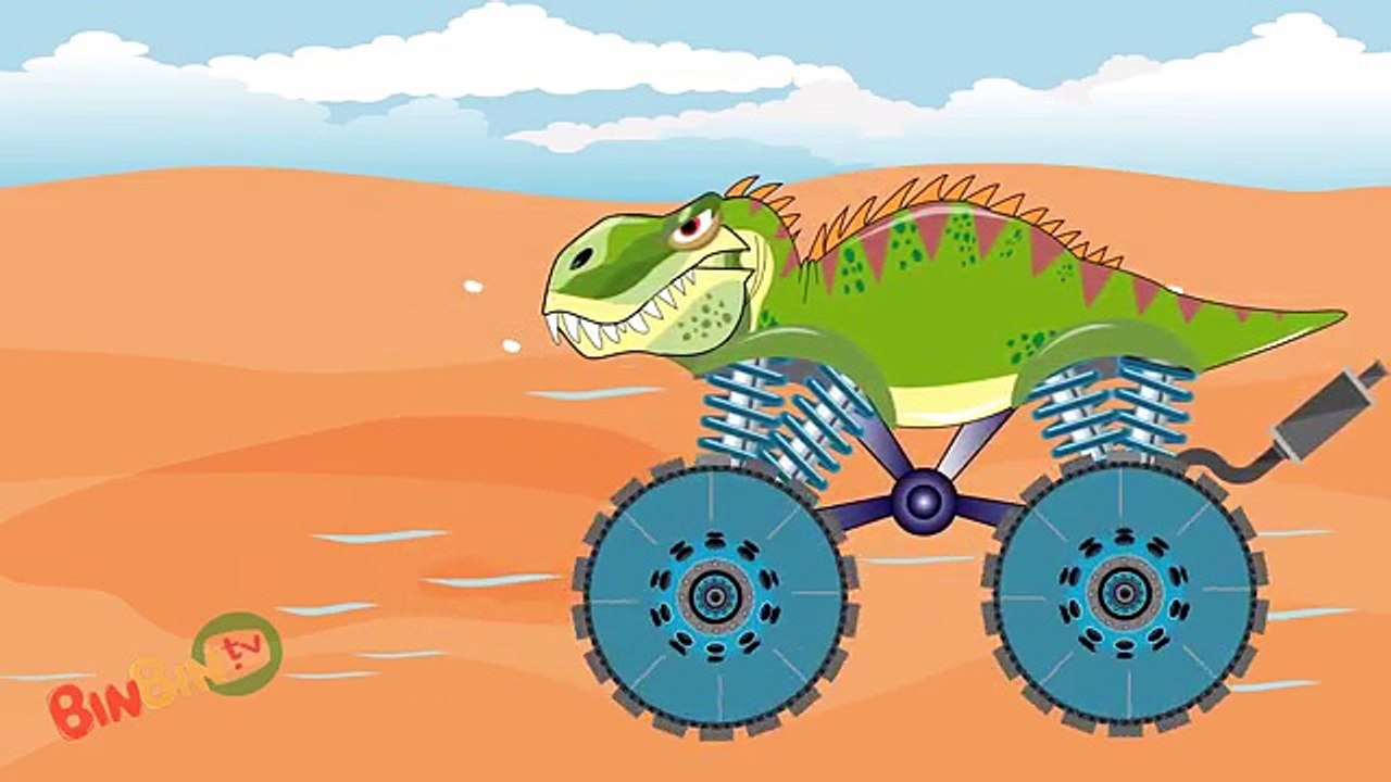 Tyrannosaurus Rex Truck - Police Truck Video For Kids - Dinosaur Cartoon For Children | BinBin Tv