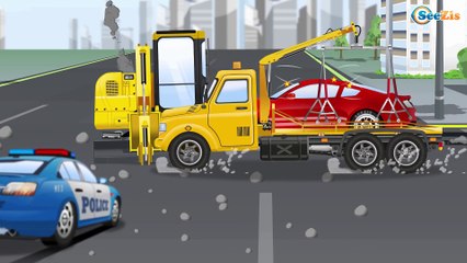 The Yellow Bulldozer digging | Construction Cars and Trucks Cartoon for children