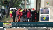 Reportan 6 muertos y 3 desaparecidos en anegaciones en Livorno y Pisa