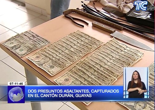 Dos presuntos asaltantes capturados en el cantón Durán