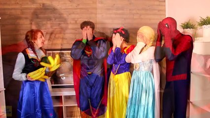 Frozen Elsa & Anna BANANA CHALLENGE! w/ Spiderman Joker Car Surprise Eggs Fun In Real Life