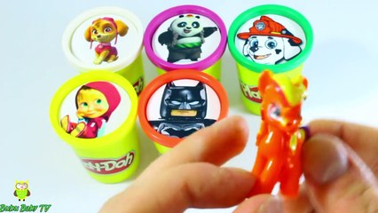 Colors for Kids to Learn Play Doh Stacking Cups Surprise Toys Superhero Batman Nursery Rhymes