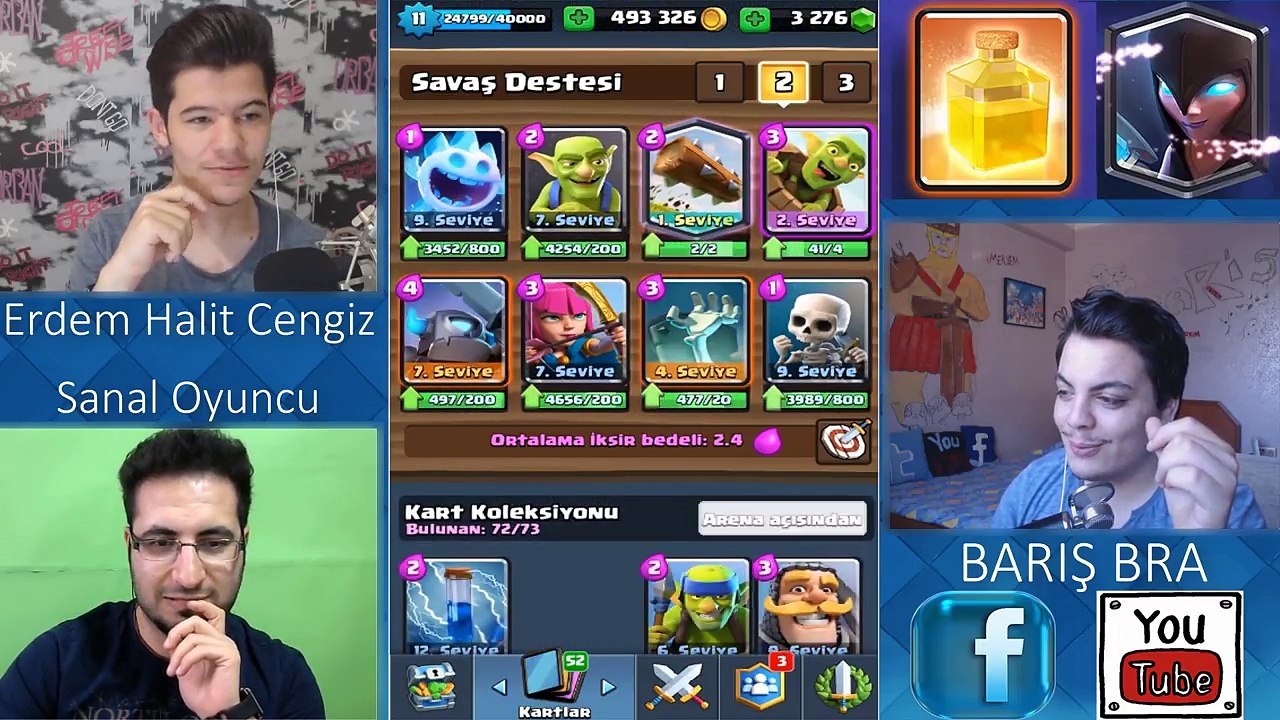 KİM DAHA PRO RANDOM AYNI DESTE (3 Facecam) W/EHC Clash Royale