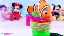 Learn Colors Clay Slime Baby Bottle Toy Surprises Nemo Elsa Minnie Cinderella Kids Learnin