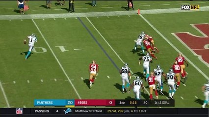 Cam Newton takes hard tackle on 1-yard rush