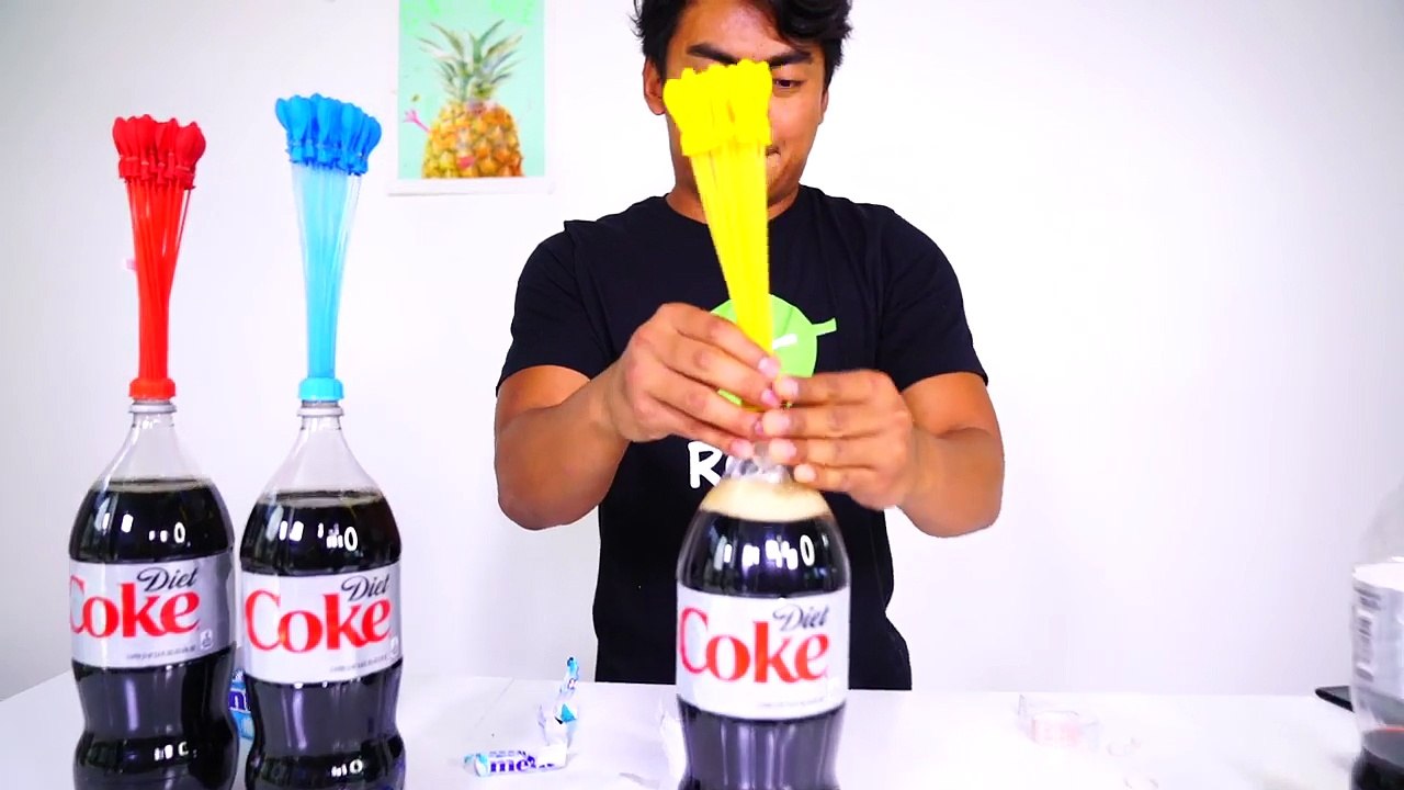 DIET COKE MENTOS BALLOON EXPERIMENT! (Explosion)