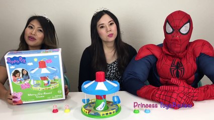 PEPPA PIG Fairground Ride Carousel Family Fun Game for Kids Spiderman TROLLS Egg Princess Toysreview