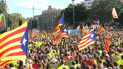 Manifestación masiva por la independencia de Cataluña