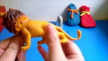 Play doh Jungle animals giraffe zebra lion rhinoceros surprise eggs - Eg Box Play Doh Anim