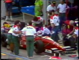 GP Spagna 1990: Ritiri di Grouillard, De Cesaris, N. Piquet e A. Senna e pit stop di Patrese, Prost e Warwick