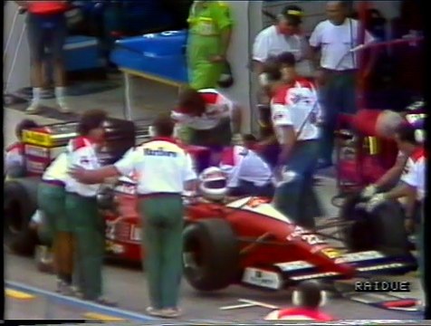 GP Spagna 1990: Ritiri di Grouillard, De Cesaris, N. Piquet e A. Senna e pit stop di Patrese, Prost e Warwick